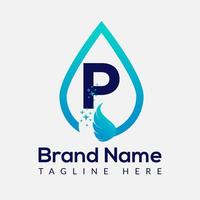 inicial carta p lavar logotipo, solta e lavar combinação. solta logotipo, lavar, limpar, fresco, água modelo vetor