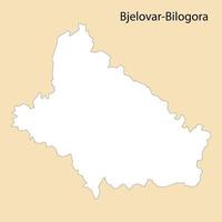 Alto qualidade mapa do bjelovar-bilogora é uma região do Croácia vetor