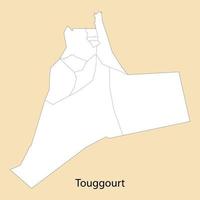 Alto qualidade mapa do touggourt é uma província do Argélia vetor