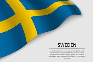 onda bandeira do Suécia em branco fundo. bandeira ou fita vetor