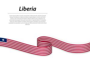 acenando a fita ou banner com bandeira da Libéria vetor