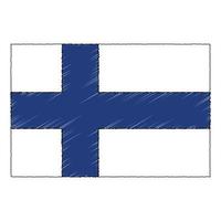 mão desenhado esboço bandeira do Finlândia. rabisco estilo ícone vetor