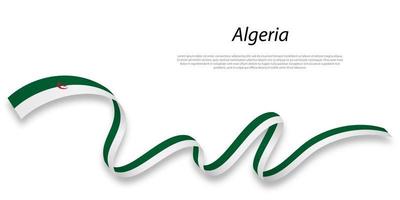 acenando a fita ou banner com bandeira da argélia. vetor