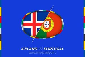 Islândia vs Portugal ícone para europeu futebol torneio qualificação, grupo j. vetor