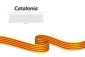 acenando fita ou bandeira com bandeira do Catalunha vetor