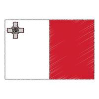 mão desenhado esboço bandeira do Malta. rabisco estilo ícone vetor