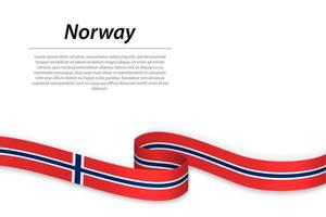 acenando fita ou bandeira com bandeira do Noruega. modelo para independente vetor