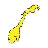 simples esboço mapa do Noruega com capital localização vetor