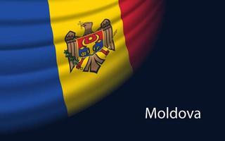 onda bandeira do Moldova em Sombrio fundo. bandeira ou fita vetor