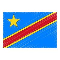 mão desenhado esboço bandeira do dr Congo. rabisco estilo ícone vetor