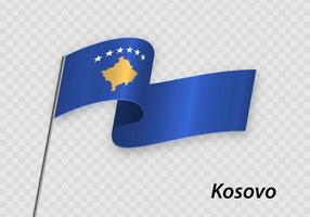 acenando a bandeira do Kosovo no mastro. modelo para o dia da independência vetor