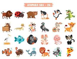 conjunto de animais fofos de desenho animado vetor