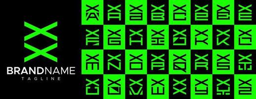 simples quadrado carta x xx logotipo Projeto definir. moderno caixa inicial x logotipo branding. vetor