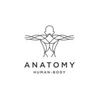 modelo de design de ícone de logotipo de linha de anatomia vetor plano