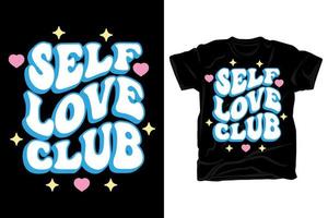 auto amor clube ondulado groovy retro tipografia t camisa Projeto vetor