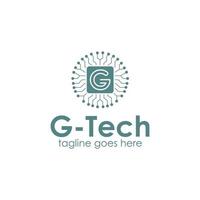 g-tech logotipo Projeto modelo com tecnologia ícone e computador. perfeito para negócios, empresa, móvel, aplicativo, tecnologia, etc vetor