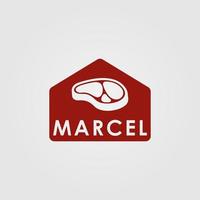 marcelo carne logotipo Projeto modelo com carne ícone. perfeito para negócios, empresa, móvel, aplicativo, restaurante, etc vetor