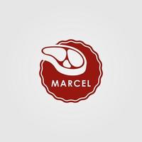marcelo carne logotipo Projeto modelo com carne ícone. perfeito para negócios, empresa, móvel, aplicativo, restaurante, etc vetor