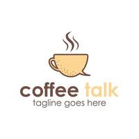 café conversa logotipo Projeto modelo com copo ícone e bolha texto. perfeito para negócios, empresa, móvel, aplicativo, etc. vetor