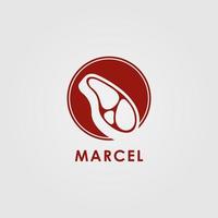 marcelo carne logotipo Projeto modelo com carne ícone. perfeito para negócios, empresa, móvel, aplicativo, restaurante, etc vetor