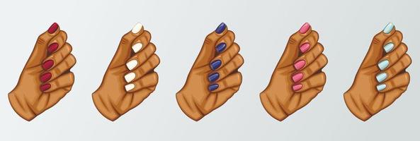 fêmea mão com lindo manicure, mulher mão com unhas moda e beleza ilustração para unha tecnologia, beleza salão vetor