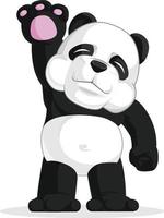 Olá panda gigante acenando com a mão cumprimentando ilustração dos desenhos animados vetor