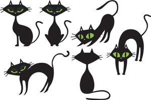 Conjunto De Gatos Pretos. Coleção De Gatos Dos Desenhos Animados Para O  Halloween. Adorável Jogando Gatinhos Pretos. Ilustração Do Vetor De Animais  De Estimação. Logo Do Gato. Ilustraciones svg, vectoriales, clip art