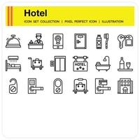 conjunto de ícones de contorno de serviço de hotel vetor