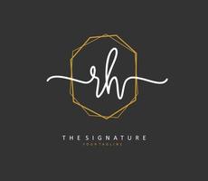 r h rh inicial carta caligrafia e assinatura logotipo. uma conceito caligrafia inicial logotipo com modelo elemento. vetor