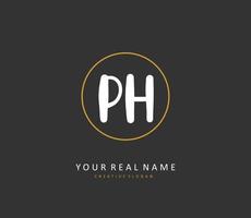 p h ph inicial carta caligrafia e assinatura logotipo. uma conceito caligrafia inicial logotipo com modelo elemento. vetor
