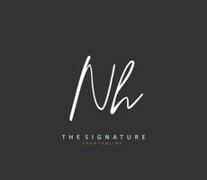 n h nh inicial carta caligrafia e assinatura logotipo. uma conceito caligrafia inicial logotipo com modelo elemento. vetor