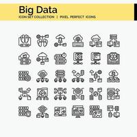 conjunto de ícones de contorno de big data vetor