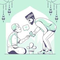 islâmico caridade ajudando pobre pessoas ilustração vetor