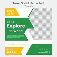 explorar Tour e viagem social meios de comunicação postar e quadrado folheto postar bandeira modelo Projeto vetor