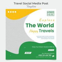 viagem feriado período de férias Tour quadrado folheto postar bandeira e social meios de comunicação postar modelo Projeto vetor