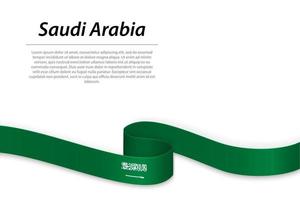 acenando a fita ou banner com bandeira da arábia saudita vetor