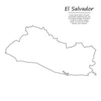 simples esboço mapa do el salvador, silhueta dentro esboço linha chiqueiro vetor