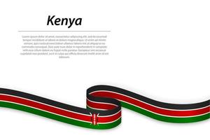 acenando a fita ou banner com bandeira do Quênia vetor