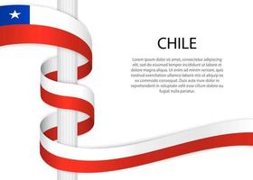 acenando fita em pólo com bandeira do Chile. modelo para independente vetor