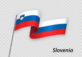 acenando a bandeira da eslovênia no mastro da bandeira. modelo para independência d vetor