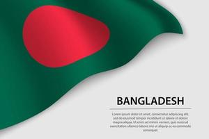 onda bandeira do Bangladesh em branco fundo. bandeira ou fita ve vetor