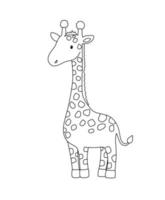 fofa girafa dentro linha estilo. desenhando africano bebê selvagem animal isolado em branco fundo. vetor doce esboço ilustração para infantil coloração livro.