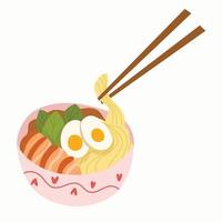 tradicional japonês ramen tigela.vetor mão desenhado ilustração. vetor