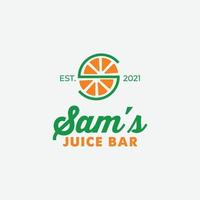 sam suco Barra carta s incorporado com a laranja vetor logotipo