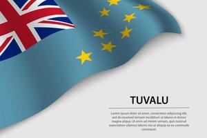 onda bandeira do tuvalu em branco fundo. bandeira ou fita vetor