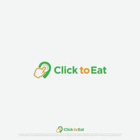 clique para comer logotipo conceito para uma casa Entrega restaurante com mão clicando para dentro a localização ícone para entregar vetor