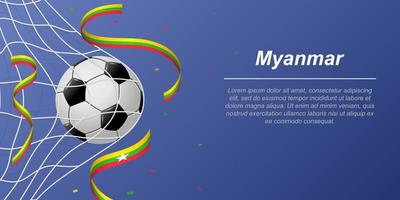 futebol fundo com vôo fitas dentro cores do a bandeira do myanmar vetor