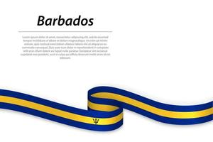 acenando a fita ou banner com bandeira de barbados vetor