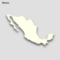 3d isométrico mapa do México isolado com sombra vetor