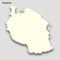 3d isométrico mapa do Tanzânia isolado com sombra vetor